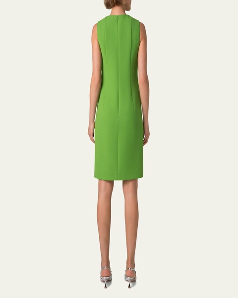 Sleeveless Wool Crepe Double-Face Sheath Dress