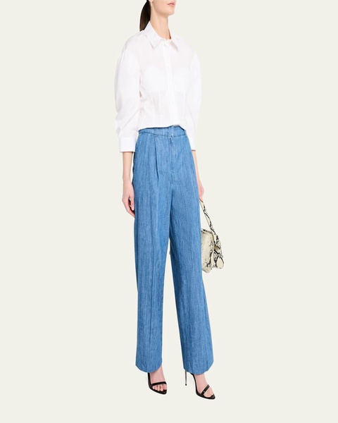 Chambray Wide Leg Pants