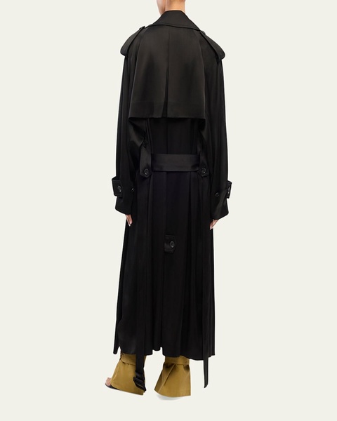 Soft Satin Belted Long Trench Coat