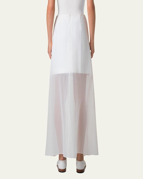 Long Organza Overlay Silk Double-Face Skirt