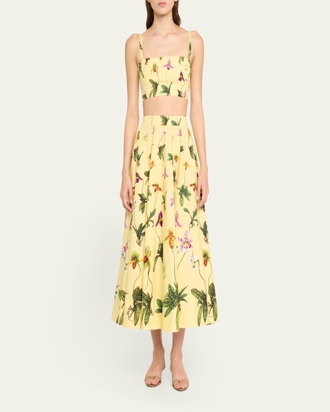 Orchid Print Poplin Cropped Tank