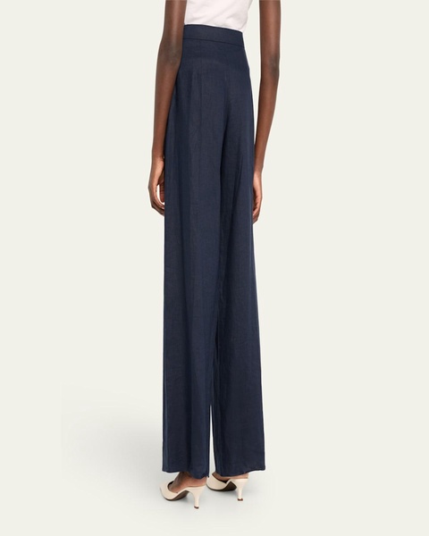 Estella Pleated Wide-Leg Linen Pants