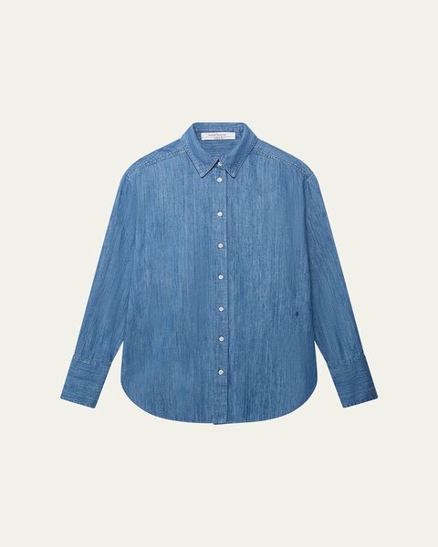 Chambray Oversized Button-Down Shirt