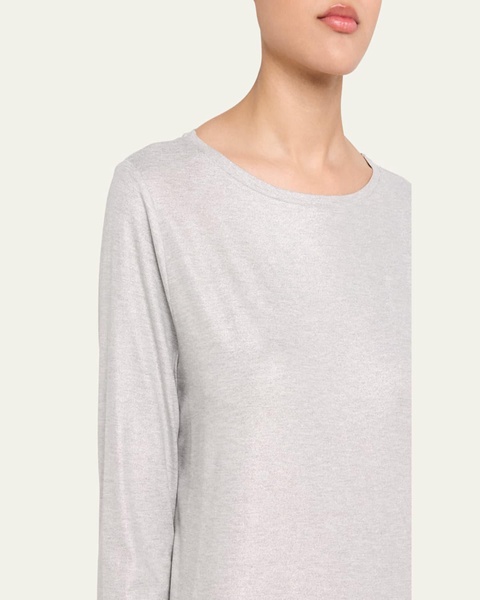 Soft Touch 3/4-Sleeve Metallic Jersey T-Shirt