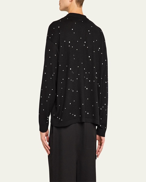 Men's Crystal-Embellished Polo Sweater