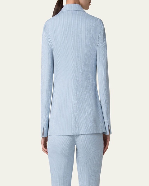 Striped Seersucker Three Button Blazer