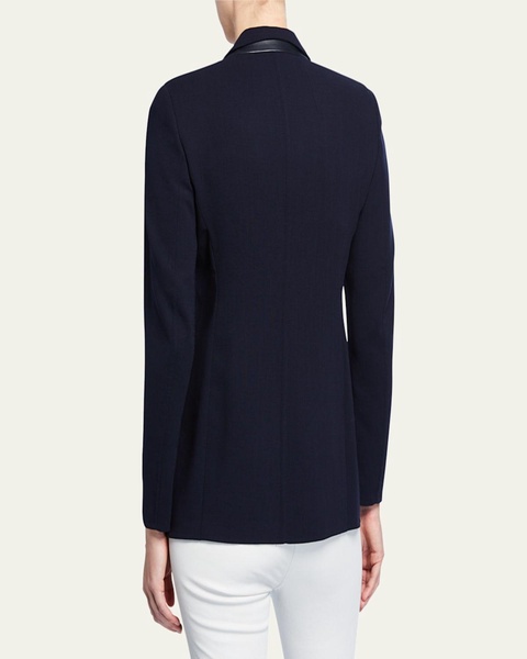 Leather-Collar Wool Jacket