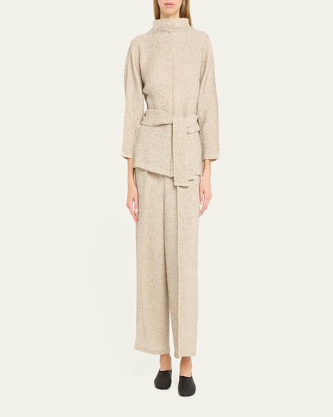 Warm Pleats Self-Tie Wool Tunic