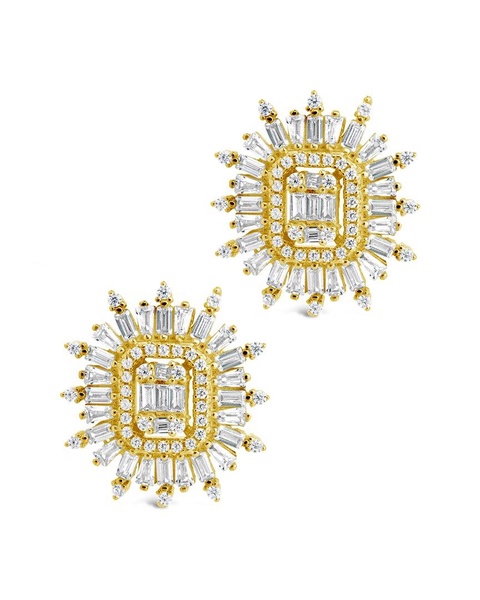 Sterling Forever 14K Plated CZ Mari Studs