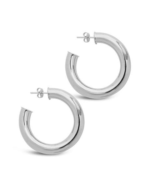 Sterling Forever Rhodium Plated Hollow Hoops