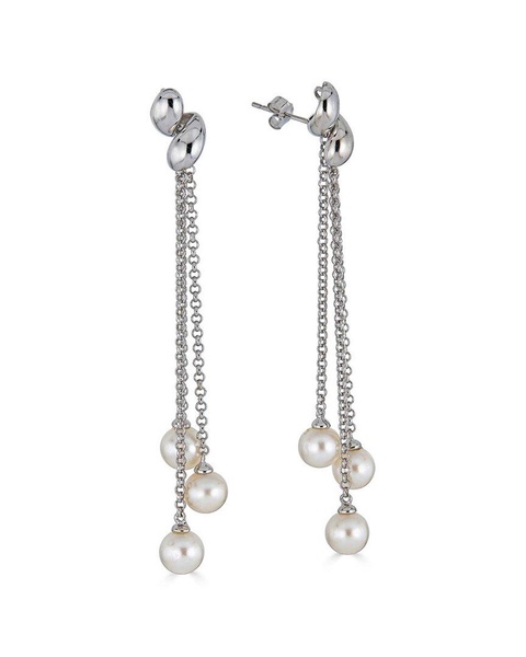 BELPEARL Silver 8mm Freshwater Pearl Earrings