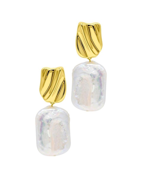 ADORNIA 14K Plated 19.05mm Pearl Dangle Earrings