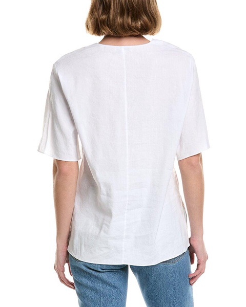 easy slit neck linen-blend top