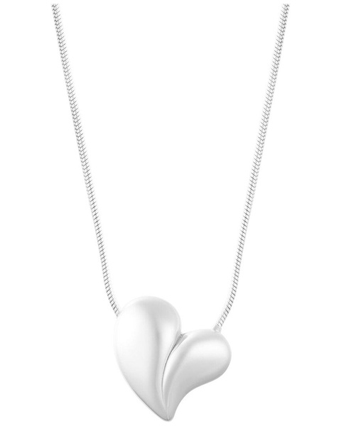 ADORNIA Rhodium Plated Tarnish Resistant Oversized Puffy Heart Necklace