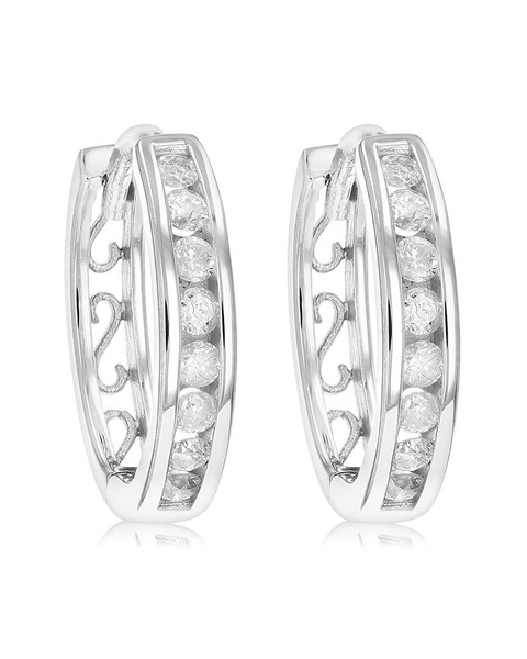 Silver 0.33 ct. tw. Diamond Hoops