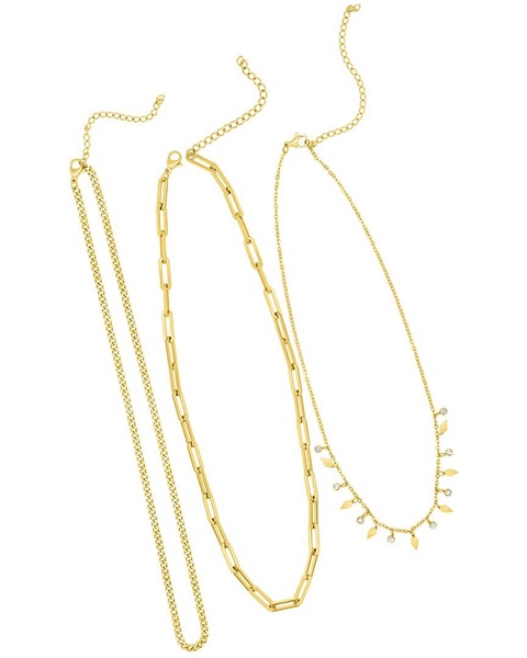 ADORNIA 14K Plated Paperclip Curb Dangle Necklace