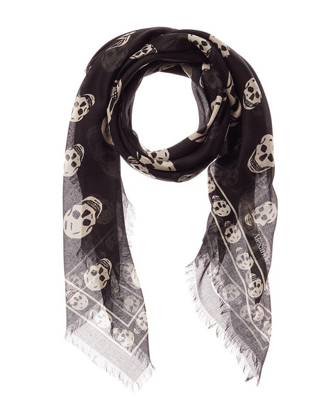 Alexander McQueen Skull Silk-Blend Scarf