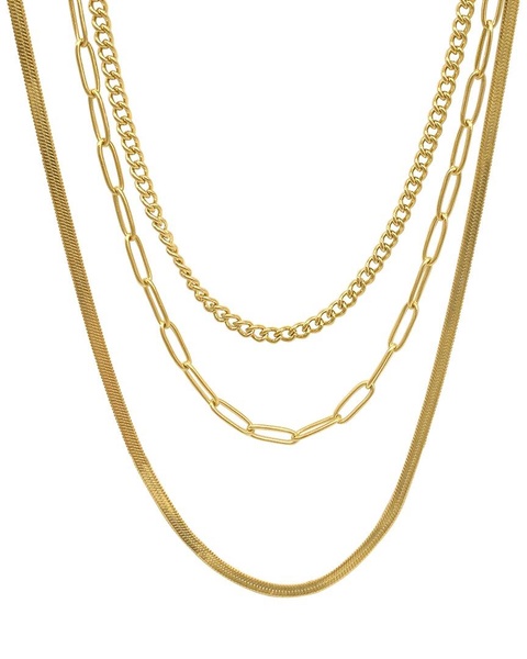 ADORNIA 14K Plated Mixed Chain Necklace