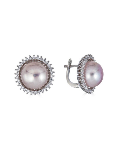 BELPEARL Silver 120-11mm Freshwater Pearl CZ Earrings