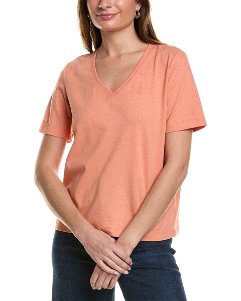 Lafayette 148 New York James V-Neck Linen-Blend T-Shirt