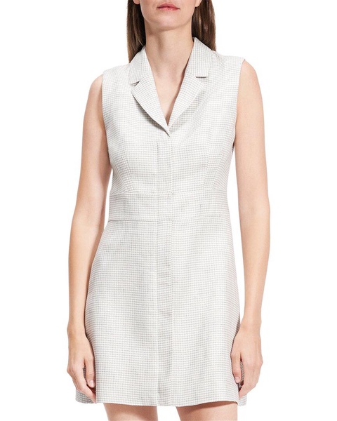 Theory Front Zip Linen-Blend Mini Dress