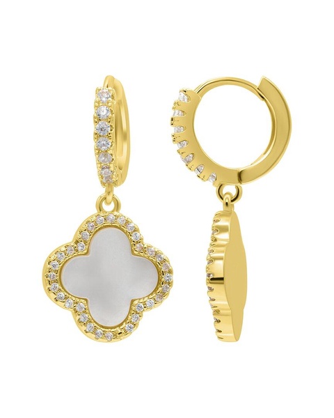 ADORNIA 14K Plated Pearl Hoops