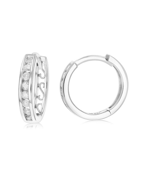 Silver 0.33 ct. tw. Diamond Hoops