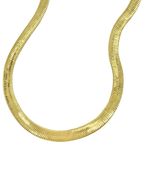 ADORNIA 14K Plated Water-Resistant Herringbone Chain Necklace