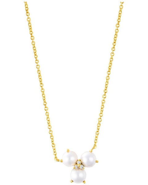 ADORNIA 14K Plated 7mmmm Pearl CZ Adjustable Necklace
