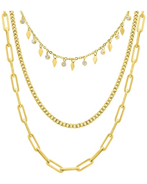 ADORNIA 14K Plated Paperclip Curb Dangle Necklace