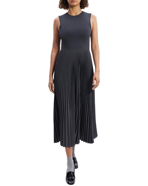 wool-blend pleat dress