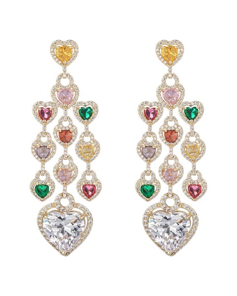Eye Candy LA CZ Ruby Red Heart Earrings