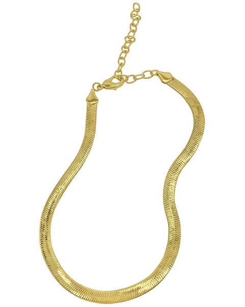 ADORNIA 14K Plated Water-Resistant Herringbone Chain Necklace