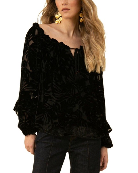 Hale Bob Off-The-Shoulder Silk-Blend Top