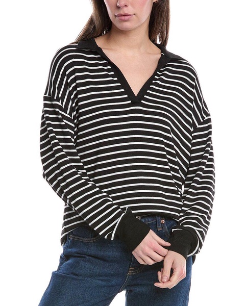 the knit stripe polo pullover