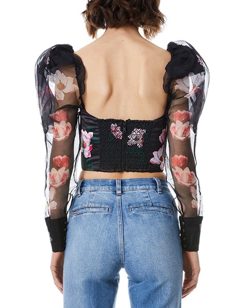 alice + olivia Baharia Mutton Sleeve Bustier