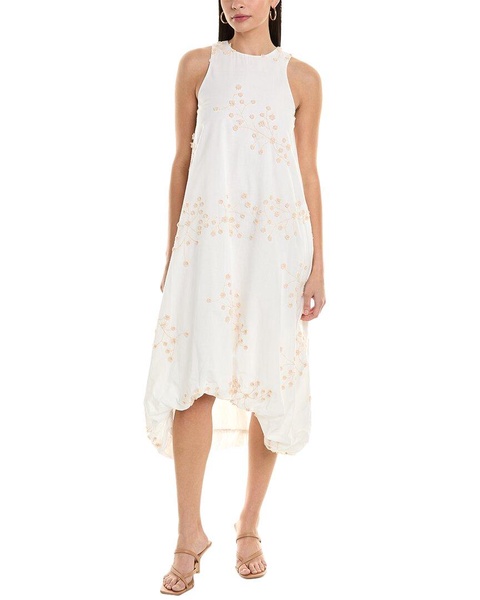 ALPHA STUDIO Embroidered Midi Dress