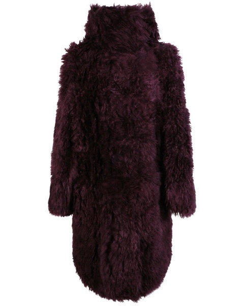 Burberry Leather-Trim Mohair-Blend Coat
