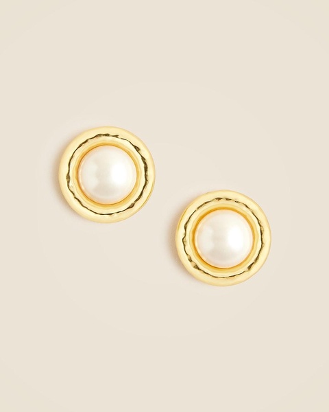 Inset pearl stud earrings