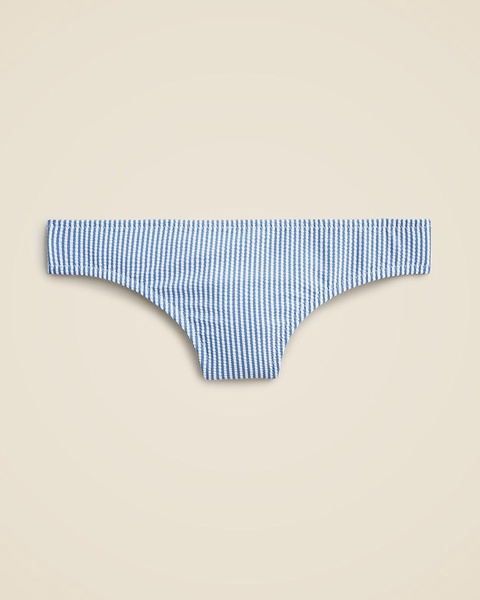 Hipster full-coverage bikini bottom in seersucker stripe