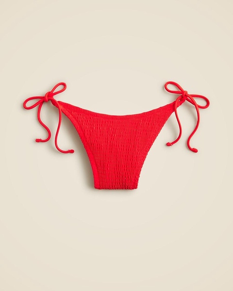 Smocked string bikini bottom