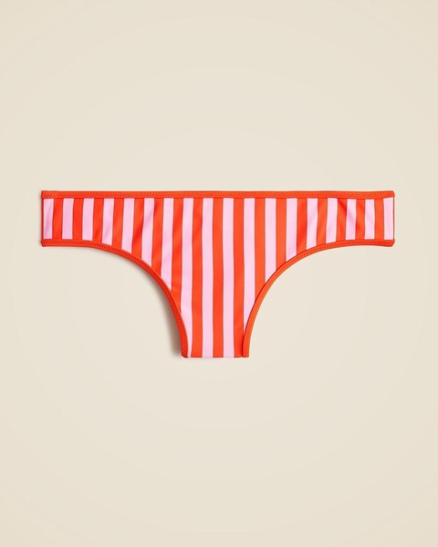 Hipster full-coverage bikini bottom in reversible pink stripe