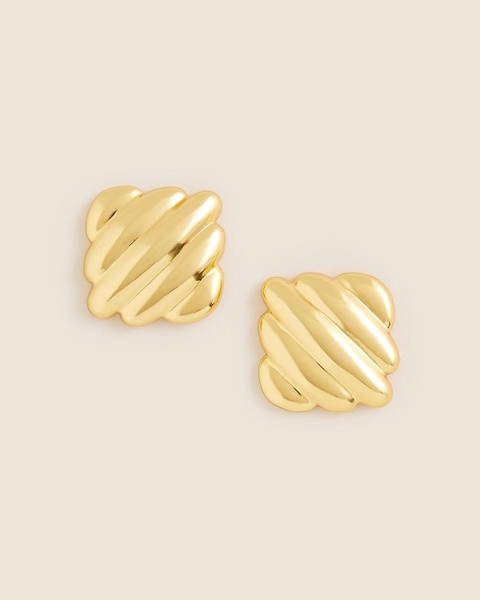 Ridged square stud earrings