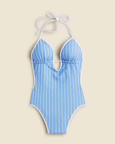 Cutout one-piece swimsuit in stripe
