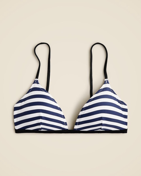 Contrast-trim french bikini top in stripe