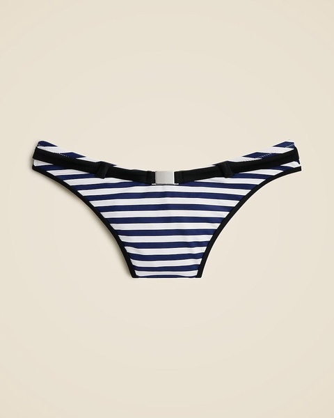 Belted '90s high-leg bikini bottom in contrast stripe