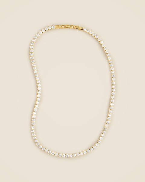 Round cubic zirconia bezel-set tennis necklace