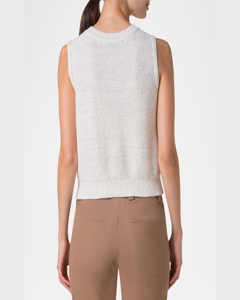 Micro Sequined Knit Sleeveless Sweater