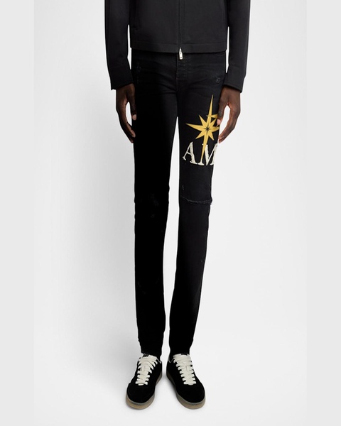 Men's Starburst Applique Skinny Jeans