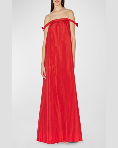 Brigitte Bow Off-The-Shoulder Gown